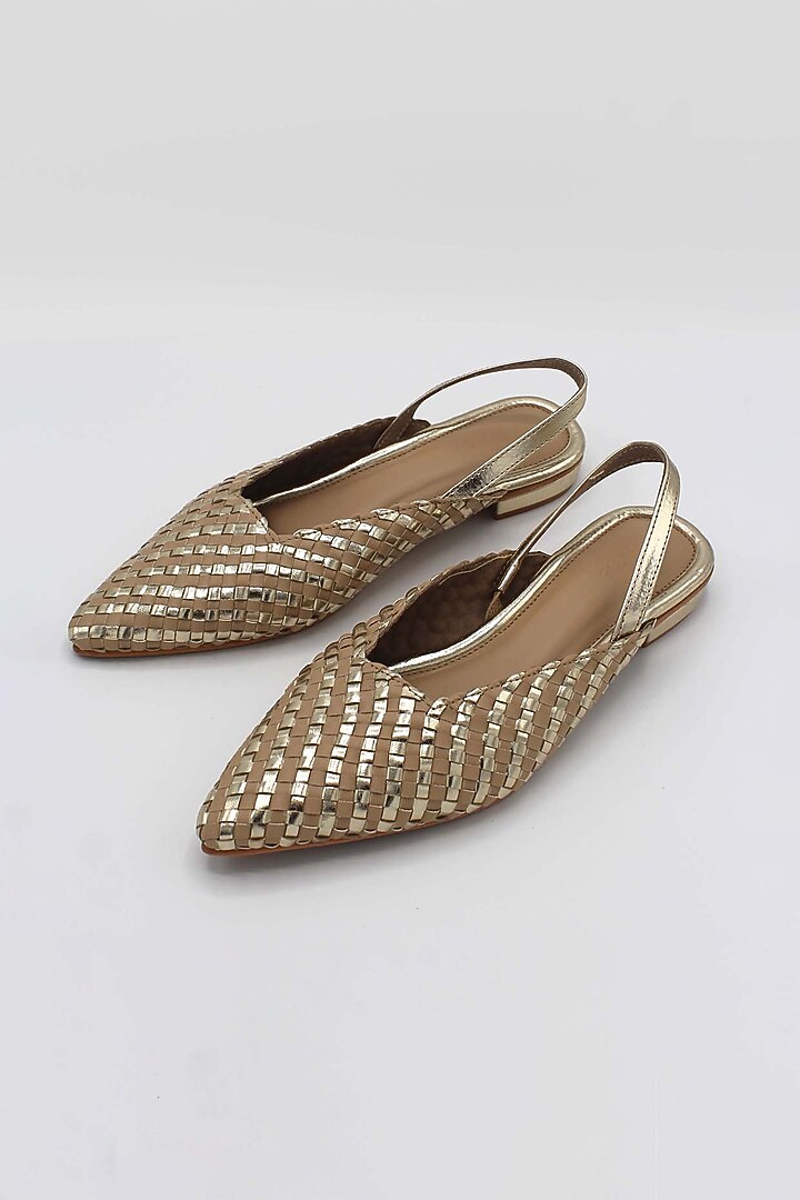 Nude & Gold Handwoven Flats by Ame at Pernia's Pop Up Shop