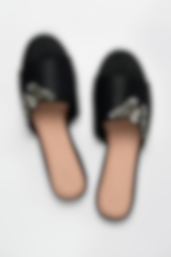 Black Hand Embroidered Flats by Ame