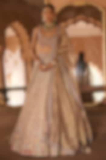 Multi-Colored Silk Tissue Sequin & Cutdana Embellished Bridal Lehenga Set by Anjanaa M Dang at Pernia's Pop Up Shop