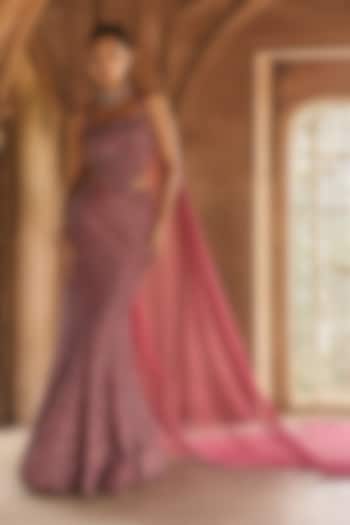 Wine SIlk Tissue Swarovski Hand Embellished Mermaid Skirt Set by Anjanaa M Dang at Pernia's Pop Up Shop