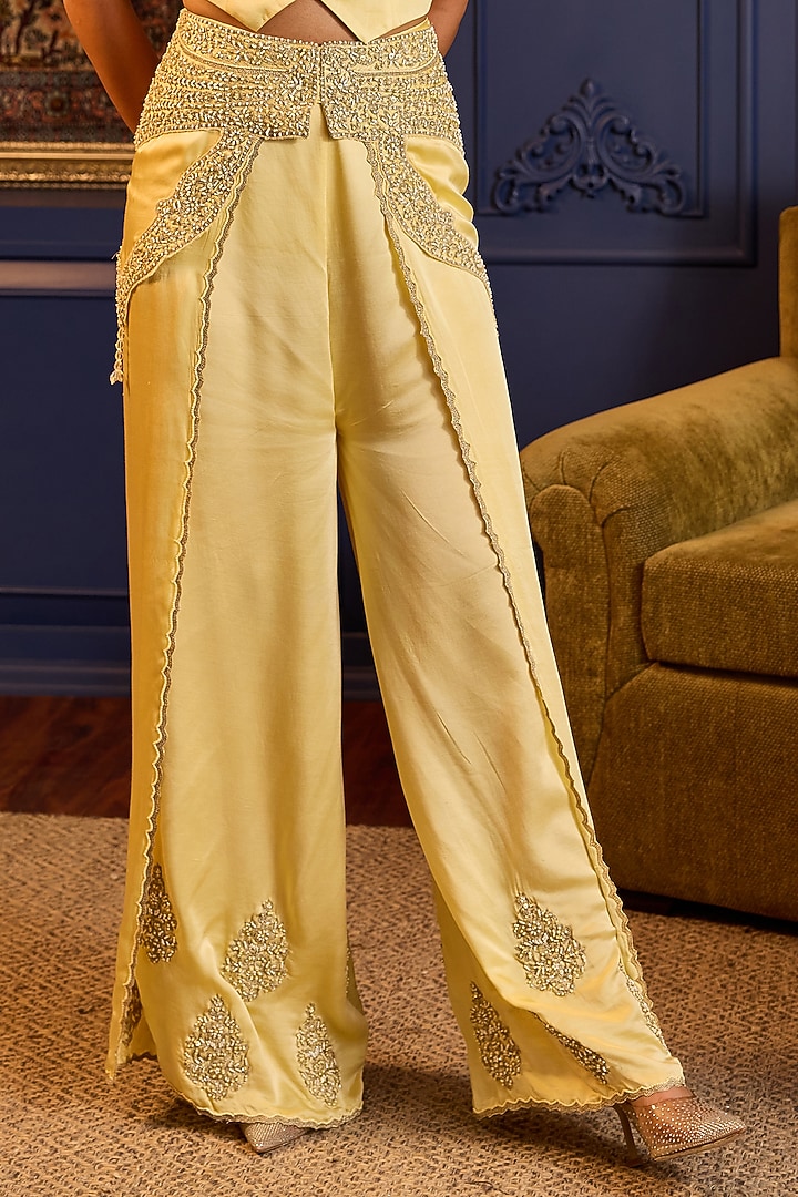 Lime Yellow Summer Satin Co-Ord Set by Anjanaa M Dang at Pernia's Pop Up Shop