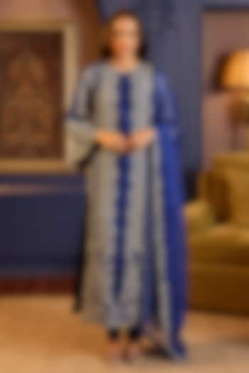 Blue Uppada Silk Cutdana Embroidered Kurta Set by Anjanaa M Dang