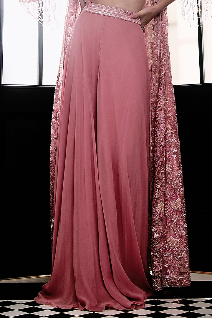 Pink Tulle Tassel Embroidered Cape Set by AMIT GT at Pernia's Pop Up Shop