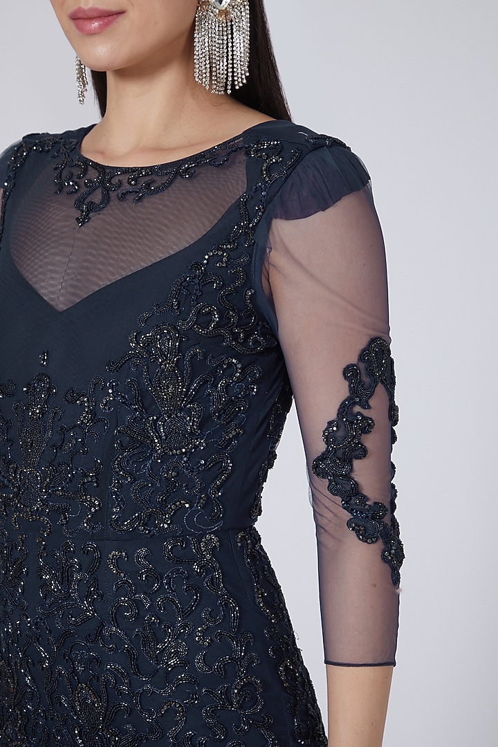 Cobalt Blue Embroidered Wedding Gown by Amit GT at Pernia's Pop Up Shop
