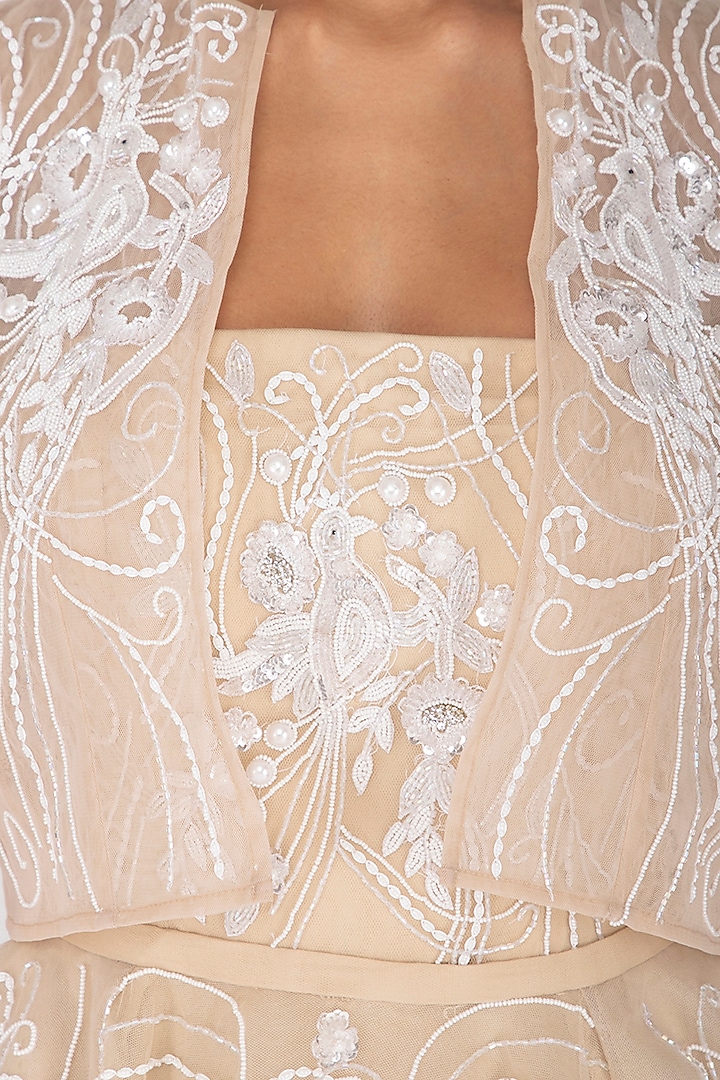 Beige Embroidered Ball Bridal Gown by AMIT GT at Pernia's Pop Up Shop