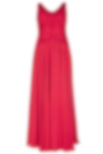 Red Embroidered Gown by AMIT GT
