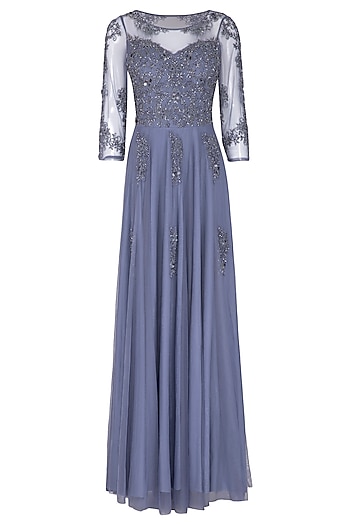 Tanzanite Blue Embroidered Gown Design by AMIT GT at Pernia's Pop Up ...