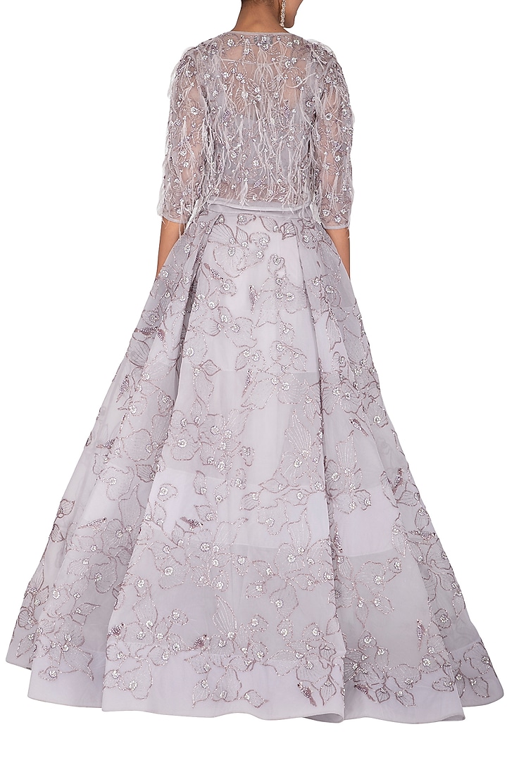 Lavender Grey Embroidered Lehenga Bridal Gown by AMIT GT at Pernia's Pop Up Shop