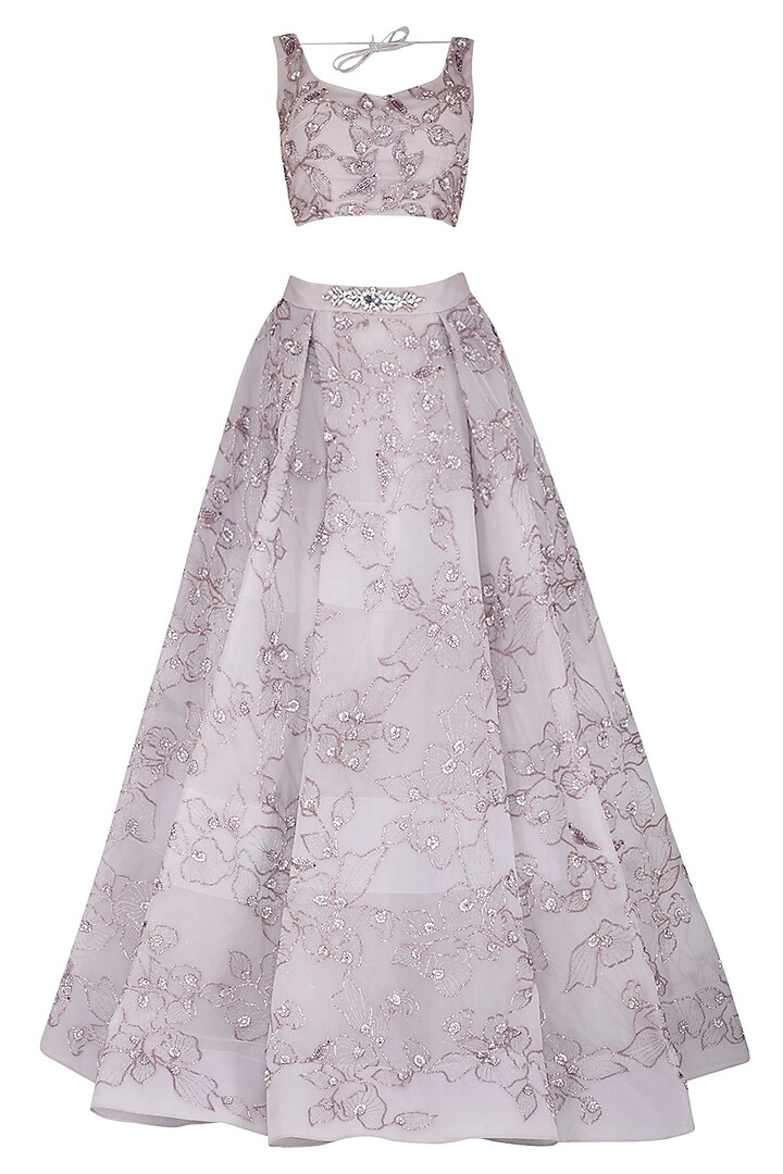 Lavender Grey Embroidered Lehenga Bridal Gown by AMIT GT at Pernia's Pop Up Shop