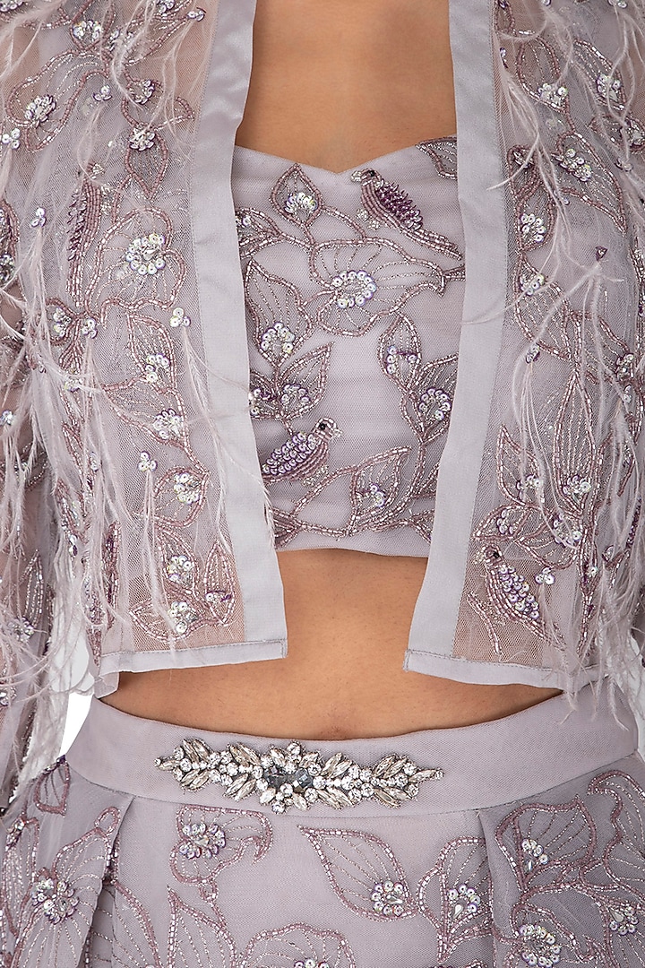 Lavender Grey Embroidered Lehenga Bridal Gown by AMIT GT at Pernia's Pop Up Shop