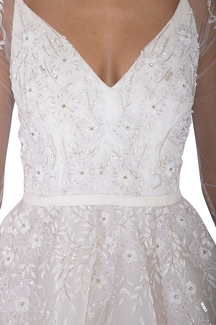 White Embroidered Ball Bridal Gown by AMIT GT at Pernia's Pop Up Shop