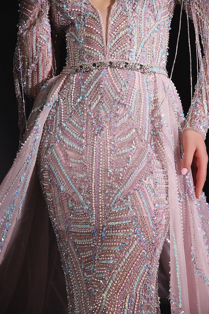 Pink Tulle Embroidered Bridal Gown by AMIT GT at Pernia's Pop Up Shop