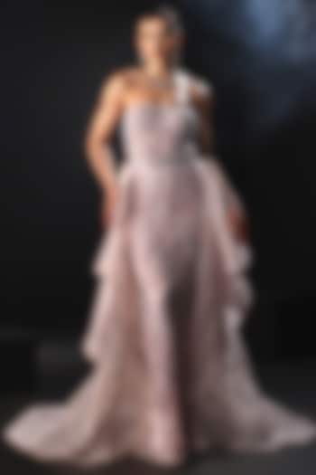 Pink Tulle Embroidered Bridal Gown by AMIT GT at Pernia's Pop Up Shop