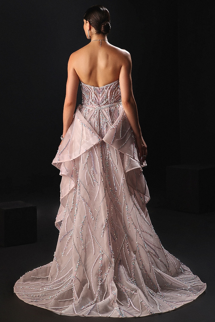 Pink Tulle Embroidered Bridal Gown by AMIT GT at Pernia's Pop Up Shop