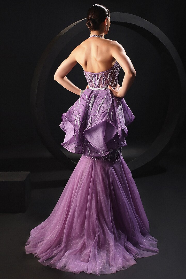 Lilac Tulle Embroidered Wedding Gown by AMIT GT at Pernia's Pop Up Shop