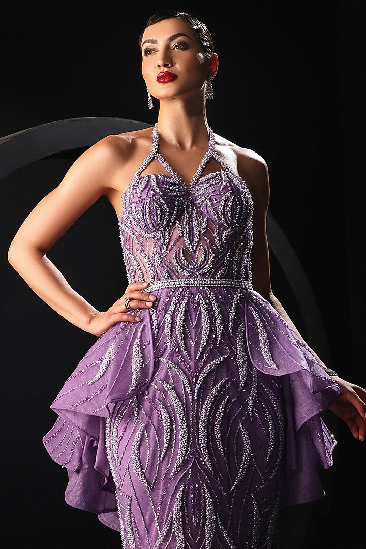 Lilac Tulle Embroidered Wedding Gown by AMIT GT at Pernia's Pop Up Shop