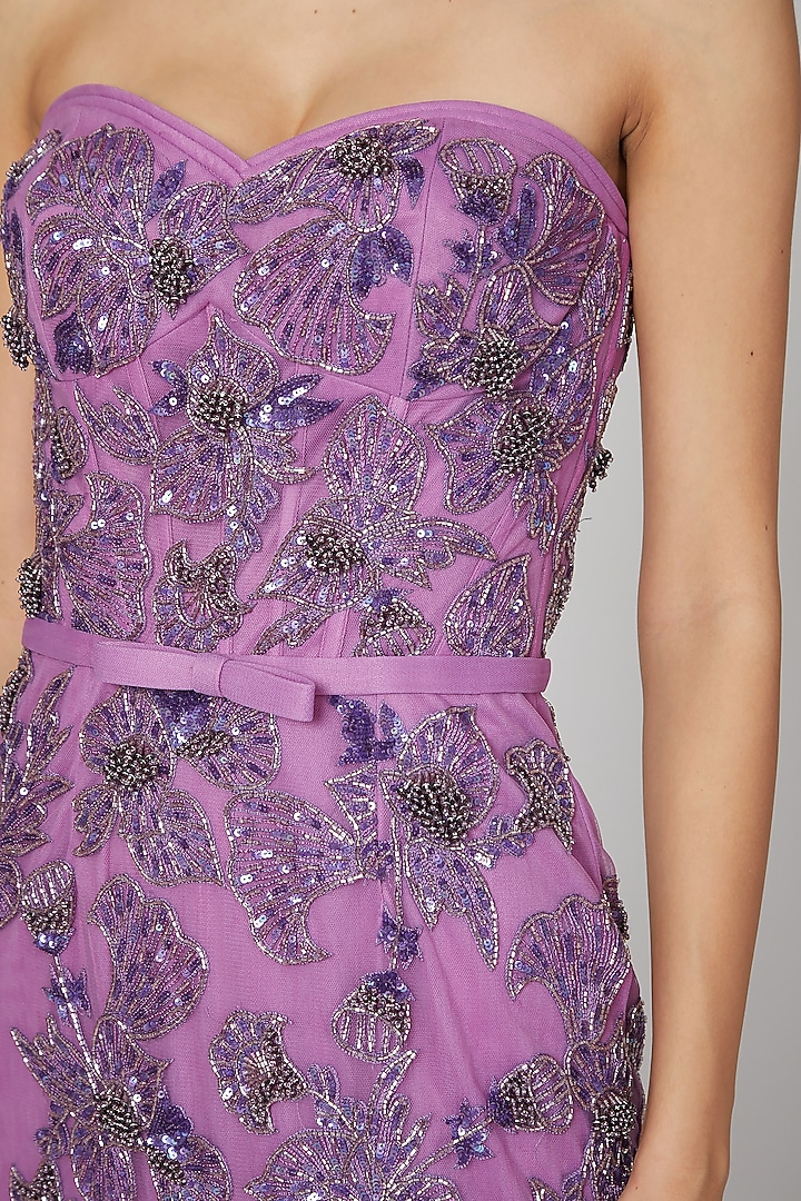Lilac Appliques Embroidered Wedding Gown by AMIT GT at Pernia's Pop Up Shop
