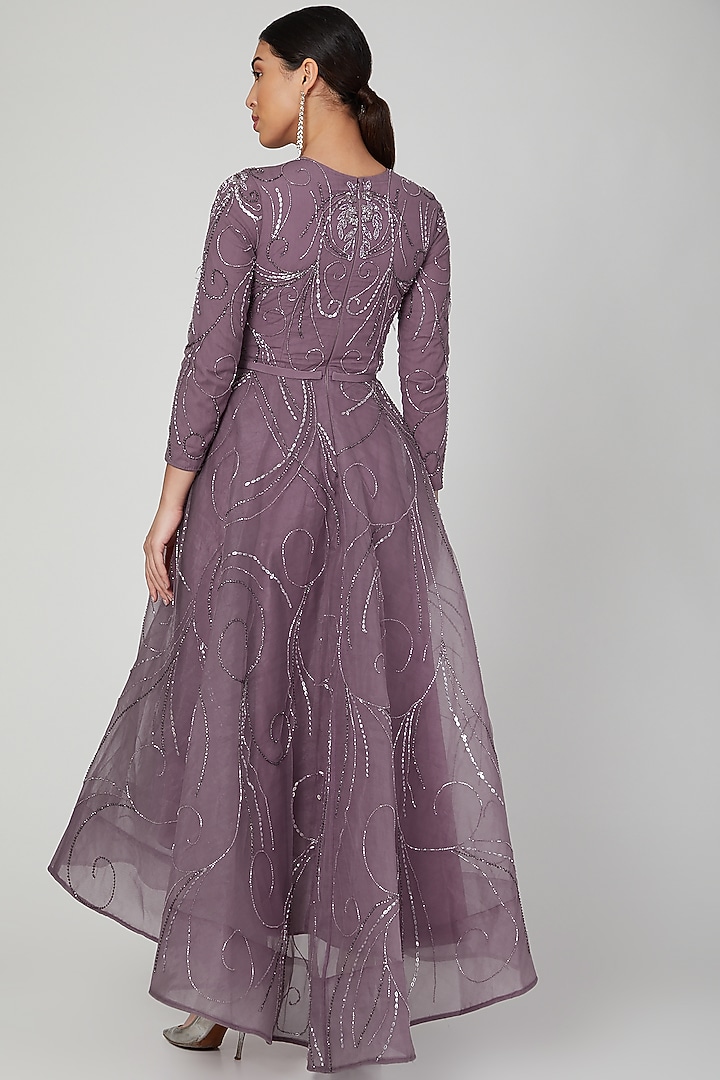 Lavender Appliques Embroidered Wedding Anarkali by AMIT GT at Pernia's Pop Up Shop