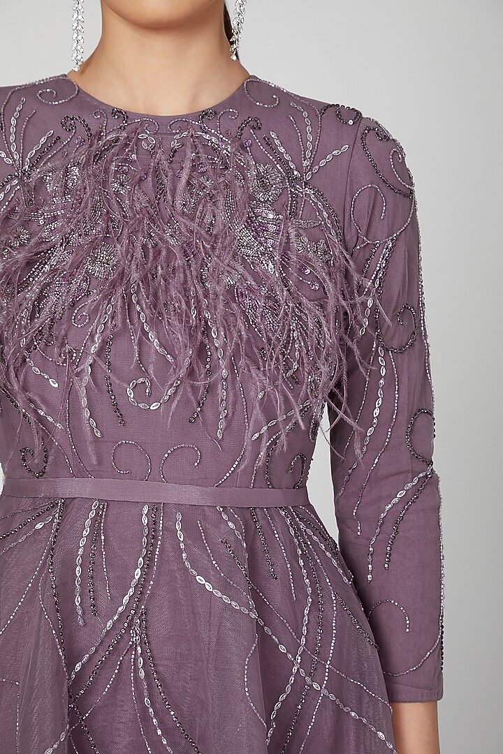 Lavender Appliques Embroidered Wedding Anarkali by AMIT GT at Pernia's Pop Up Shop