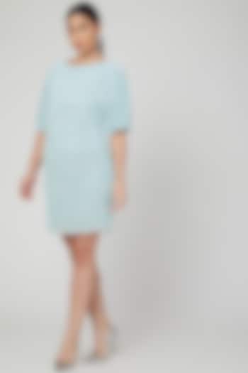 Sky Blue Embroidered Party Wear Dress by AMIT GT at Pernia's Pop Up Shop
