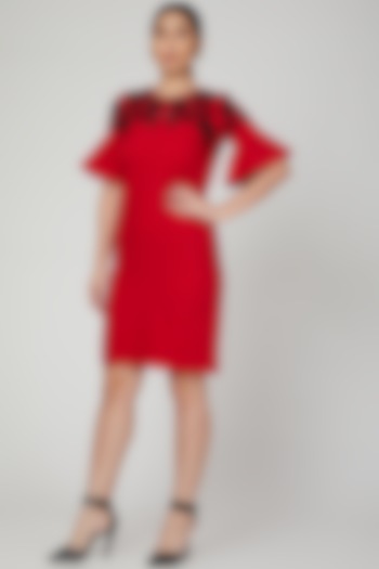 Red Sequins Embroidered Summer Dress by AMIT GT at Pernia's Pop Up Shop
