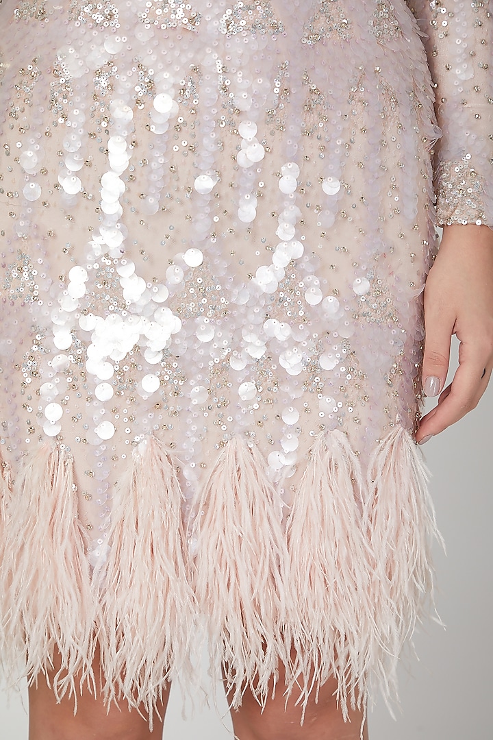 Blush Pink Appliques Embroidered Party Wear Dress by AMIT GT at Pernia's Pop Up Shop