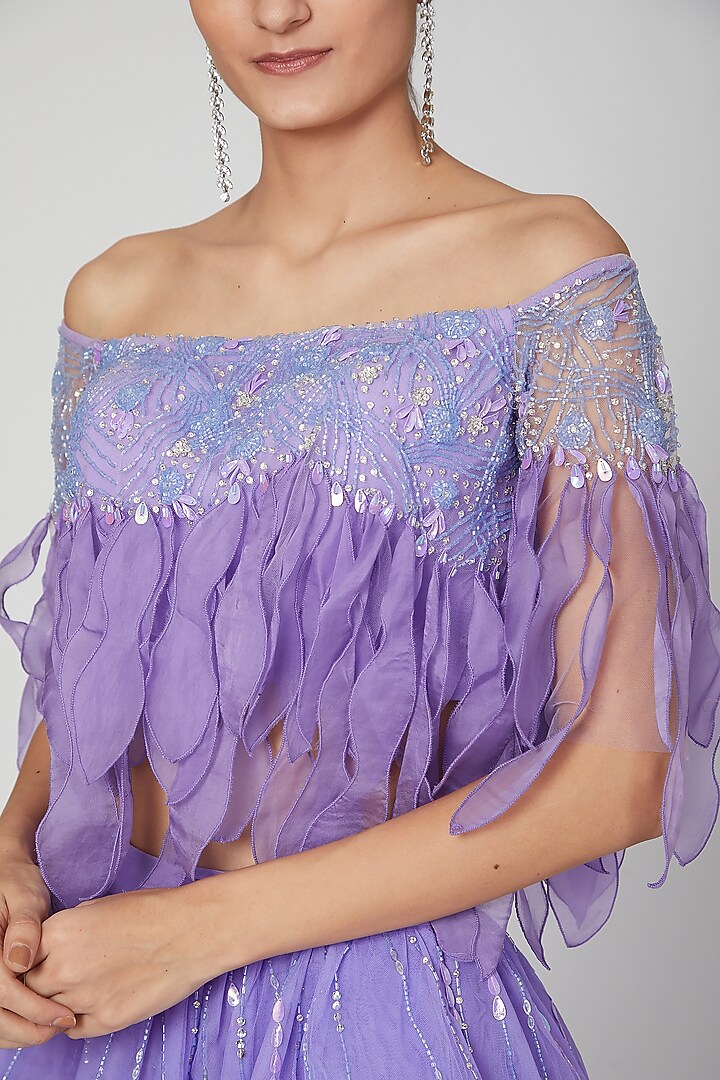 Mauve Embroidered Wedding Lehenga With Blouse by AMIT GT at Pernia's Pop Up Shop