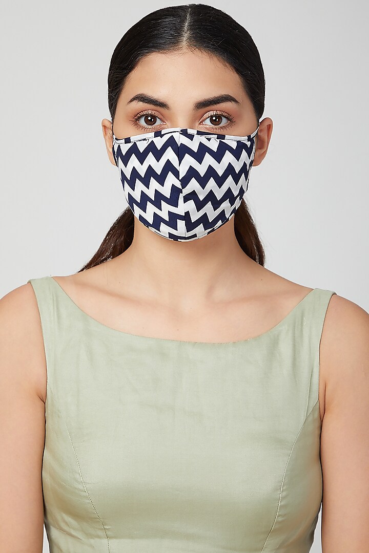 Sky Blue Printed Breathable Mask by AMIT GT
