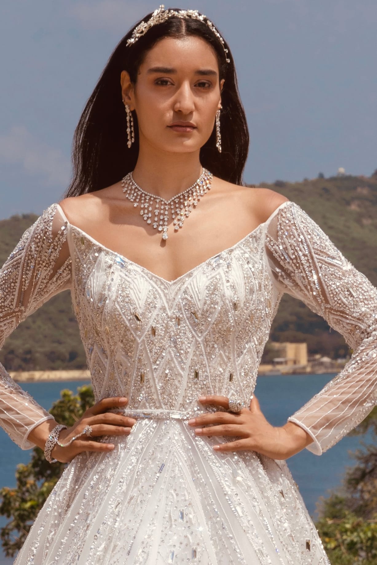 White gown sale jewellery