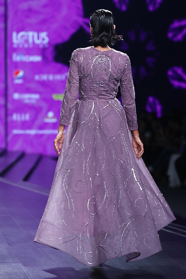 Lavender Embroidered High-Low Gown by AMIT GT at Pernia's Pop Up Shop