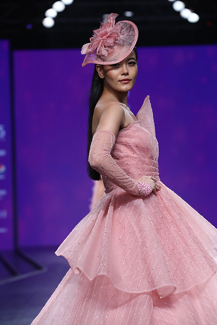 Light Pink Embroidered Ball Gown by AMIT GT at Pernia's Pop Up Shop