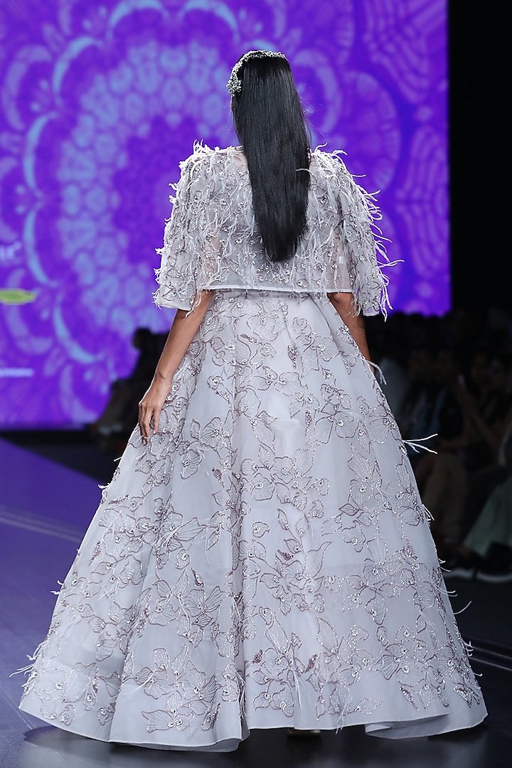Lavender Embroidered Ball Gown With Jacket by AMIT GT at Pernia's Pop Up Shop