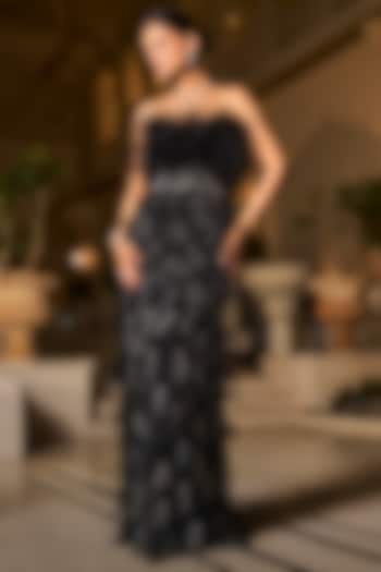 Black Tulle Embroidered Bridal Gown by AMIT GT at Pernia's Pop Up Shop