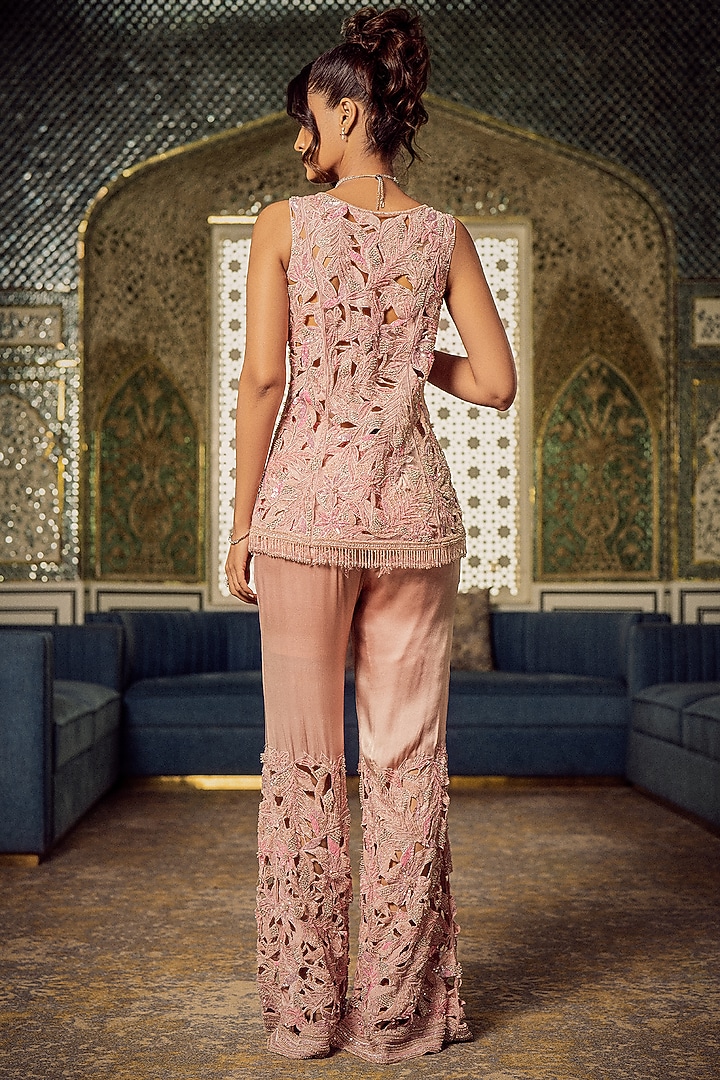 Pink Tulle Embroidered Pant Set by AMIT GT at Pernia's Pop Up Shop