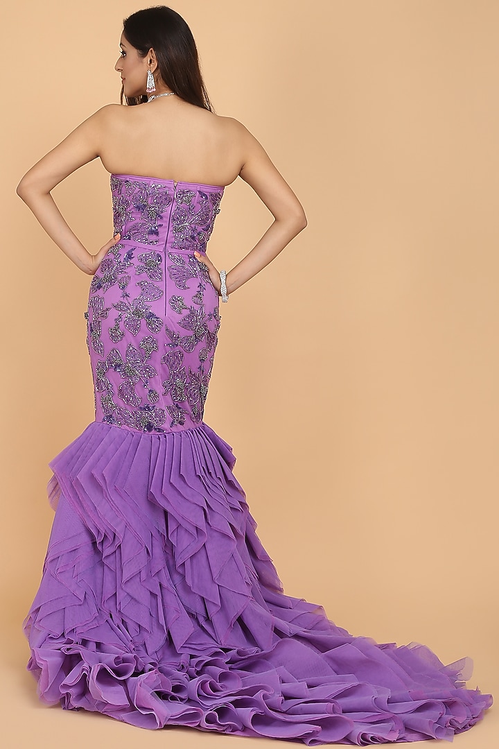 Lavender Fringe Embroidered Wedding Gown by Amit GT at Pernia's Pop Up Shop