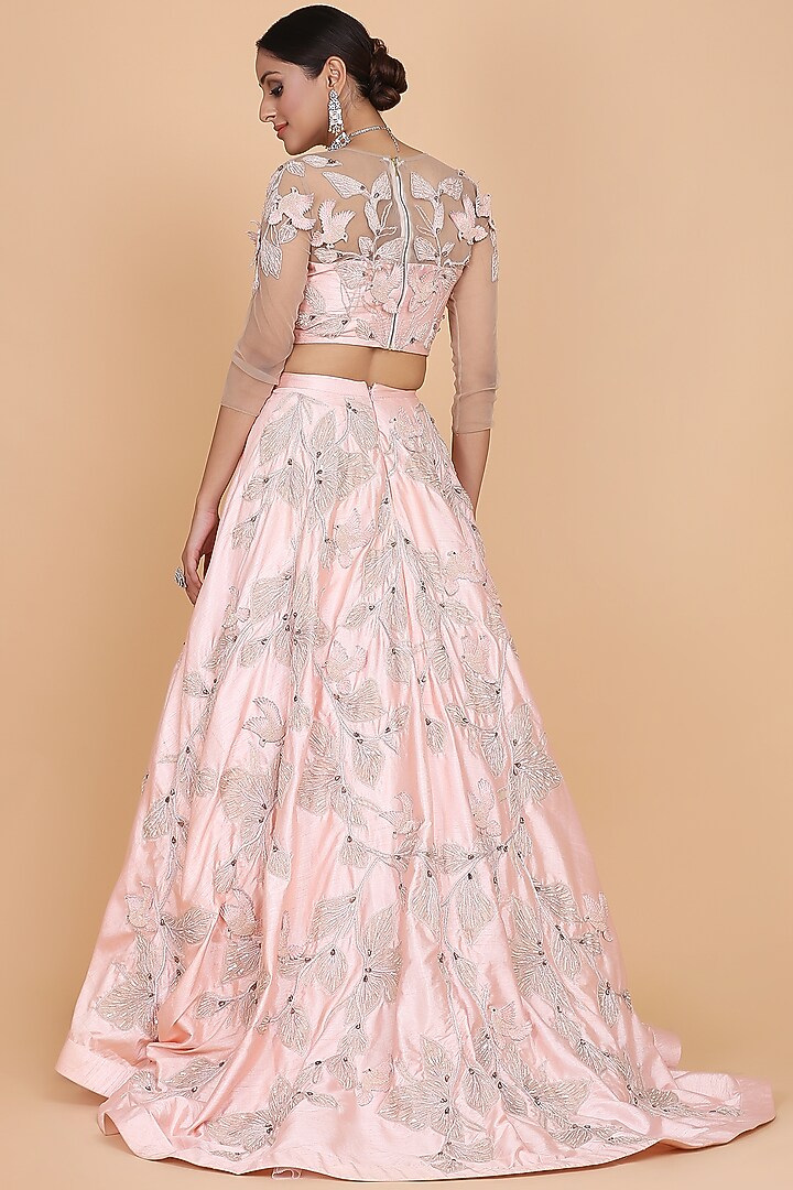 Peach Printed Bridal Lehenga Set by Amit GT at Pernia's Pop Up Shop