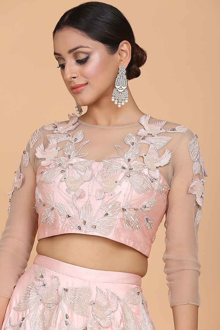 Peach Printed Bridal Lehenga Set by Amit GT at Pernia's Pop Up Shop
