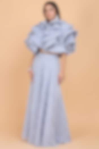 Grey Draped Skirt Set by Amit GT