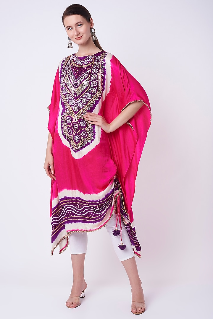 Pink & Purple Printed Kaftan by Etasha by Asha Jain