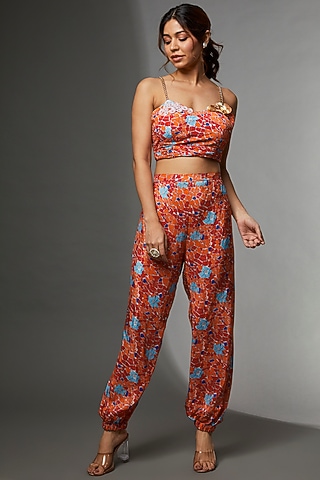 Orange Habutai Co-Ord Set by Etasha by Asha Jain