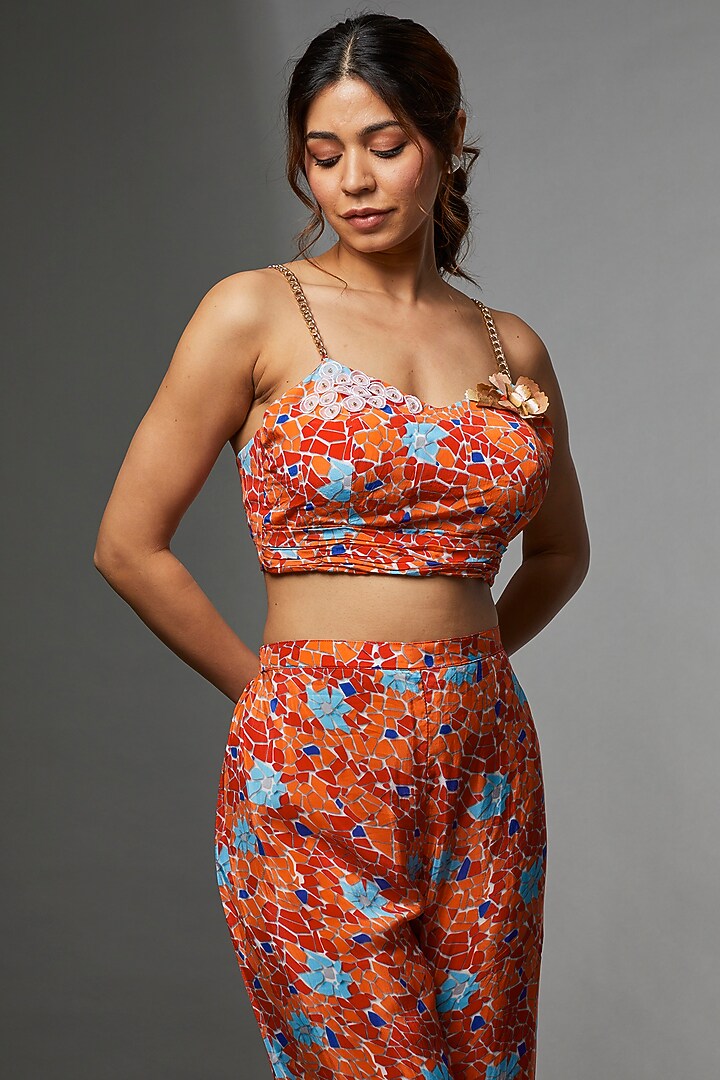 Orange Habutai Co-Ord Set by Etasha by Asha Jain at Pernia's Pop Up Shop