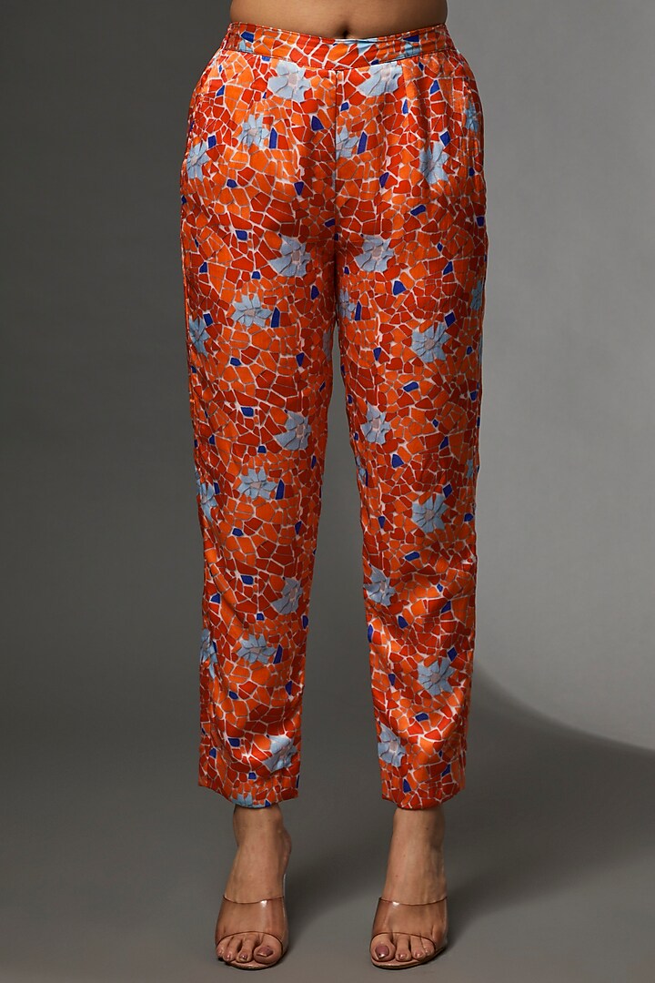 Orange & Blue Satin Tunic Set by Etasha by Asha Jain at Pernia's Pop Up Shop