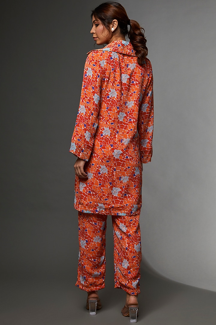 Orange Mosaic Habutai Silk Co-Ord Set by Etasha by Asha Jain at Pernia's Pop Up Shop
