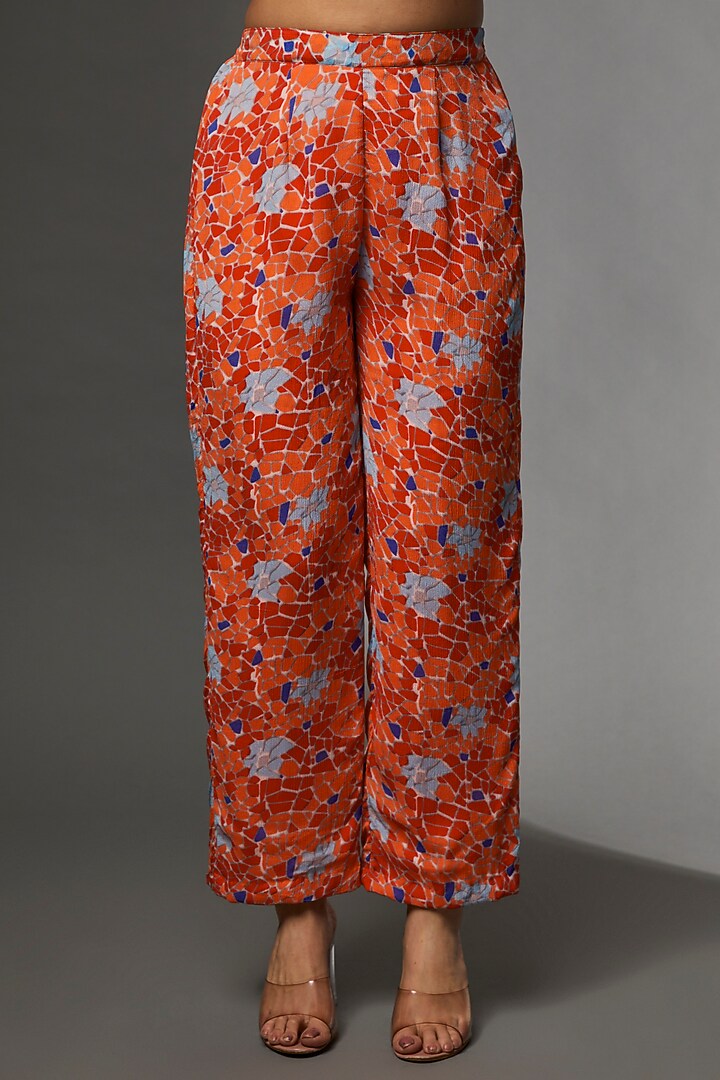 Orange Mosaic Habutai Silk Co-Ord Set by Etasha by Asha Jain at Pernia's Pop Up Shop