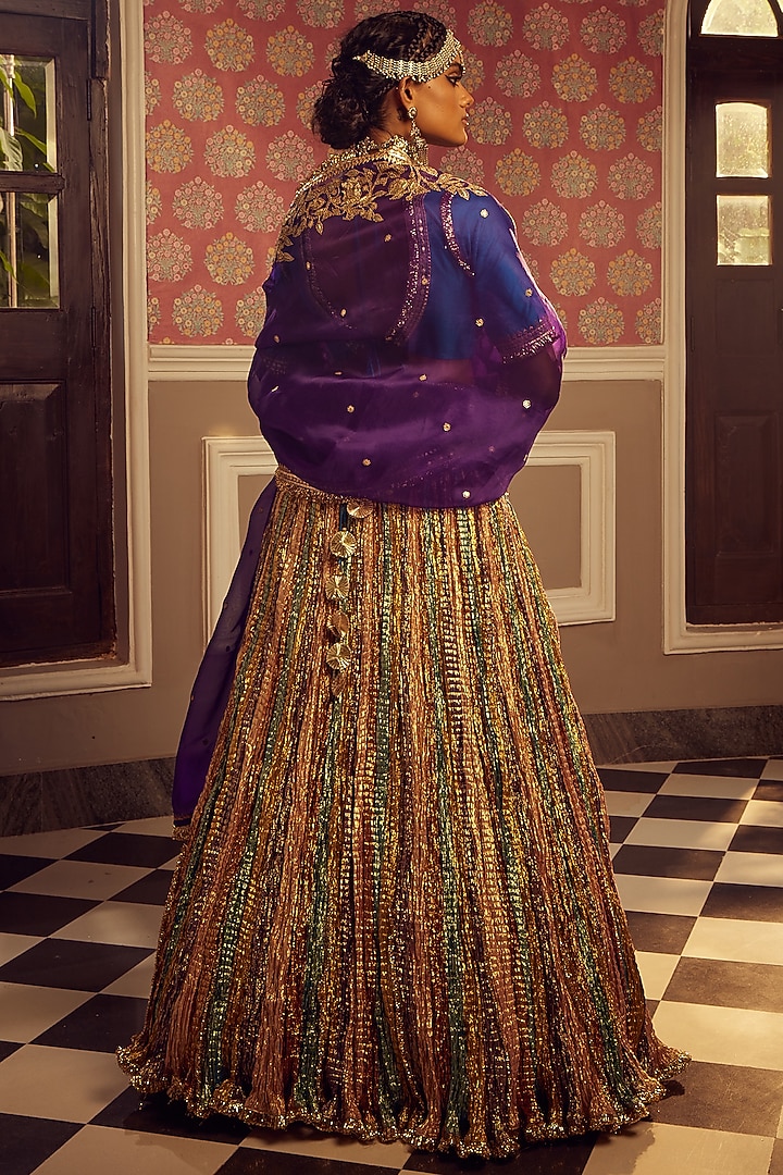 Multi-Colored Metallic Tissue Wedding Lehenga Set by Etasha by Asha Jain at Pernia's Pop Up Shop