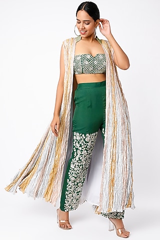Silver Metallic Jacket Set by Etasha by Asha Jain