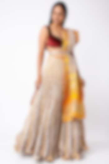 Silver & Gold Metallic Wedding Lehenga Set by Etasha by Asha Jain at Pernia's Pop Up Shop