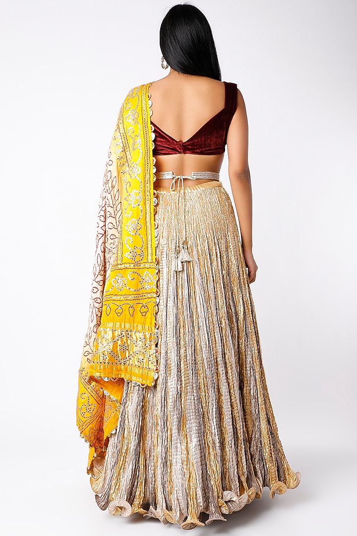 Silver & Gold Metallic Wedding Lehenga Set by Etasha by Asha Jain at Pernia's Pop Up Shop