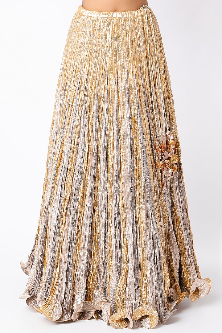 Silver & Gold Metallic Wedding Lehenga Set by Etasha by Asha Jain at Pernia's Pop Up Shop