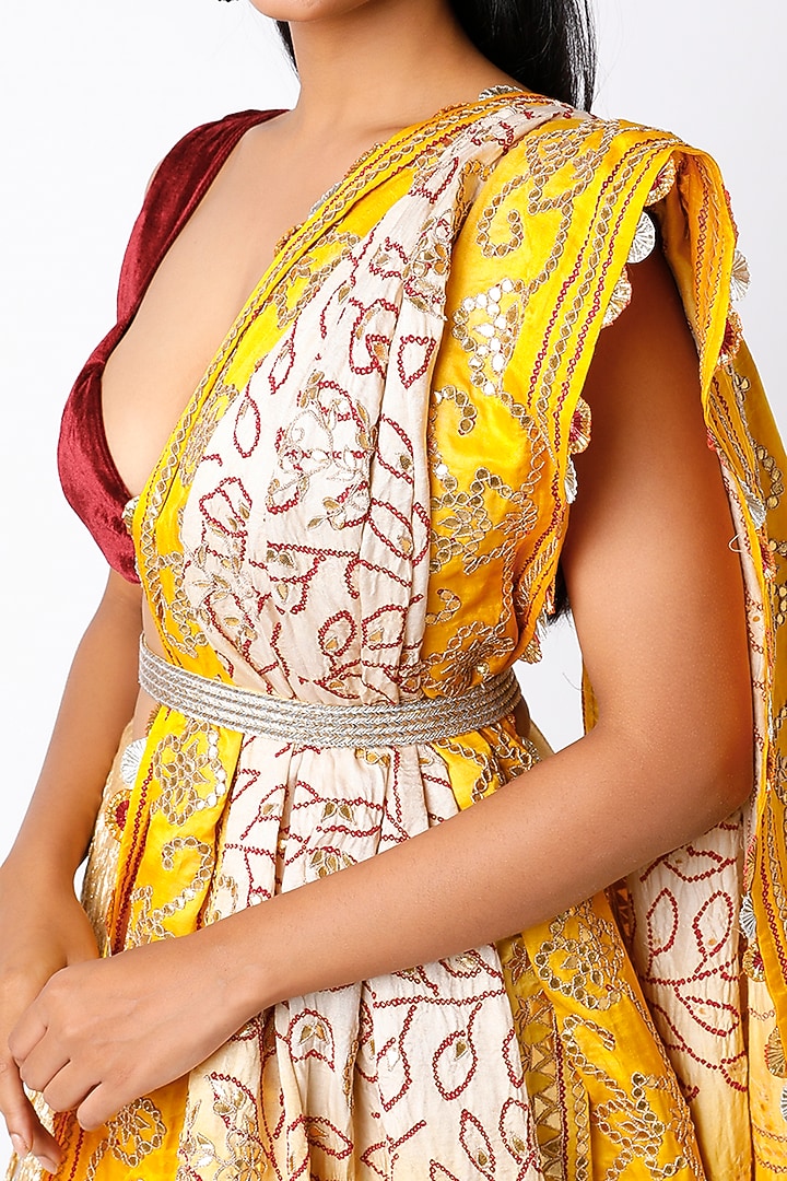 Silver & Gold Metallic Wedding Lehenga Set by Etasha by Asha Jain at Pernia's Pop Up Shop
